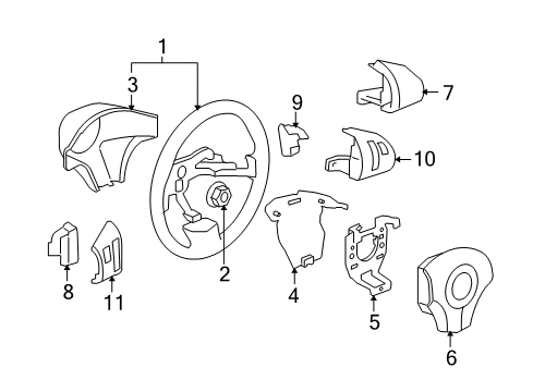 2009 Pontiac Solstice Steering Wheel, Beige Diagram for 25864940