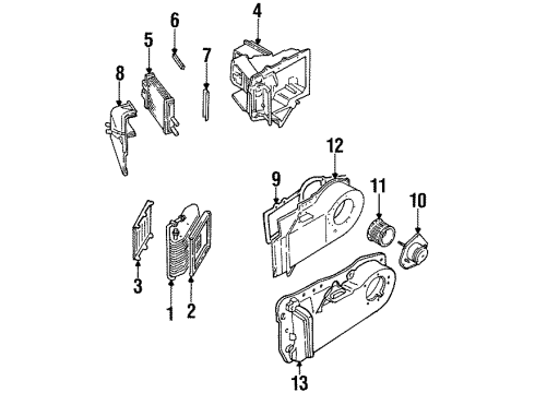 2002 Cadillac Eldorado A/C Evaporator & Heater Components Diagram