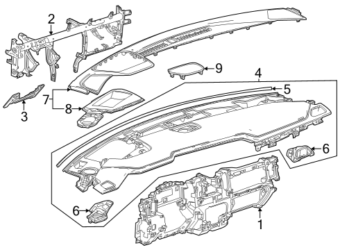 2022 GMC Sierra 1500 Cluster & Switches, Instrument Panel Diagram 5 - Thumbnail