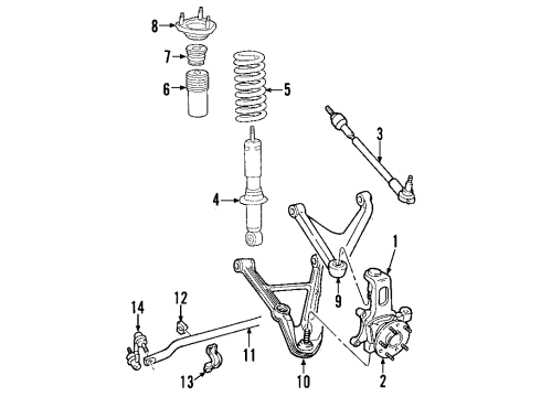 2007 Pontiac Solstice Stabilizer Link, Rear Passenger Side Diagram for 15895320