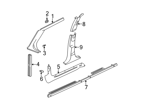 2002 Chevy Malibu Interior Trim - Pillars, Rocker & Floor Diagram