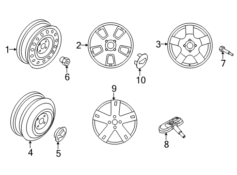 2008 Chevy Aveo Wheels, Covers & Trim Diagram