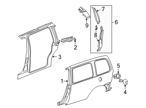 1999 Pontiac Montana Side Panel & Components Diagram