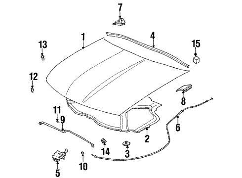 2000 Saturn SC1 Hood & Components Diagram