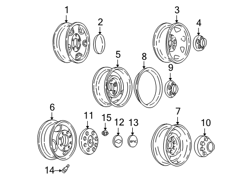 1999 Chevy Express 2500 Hub Cap Diagram for 15635450
