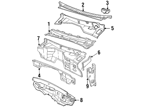 1994 GMC C3500 Cab Cowl Diagram