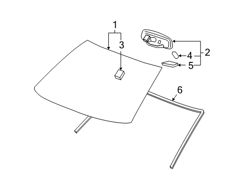2010 Chevy HHR Windshield Glass, Reveal Moldings Diagram