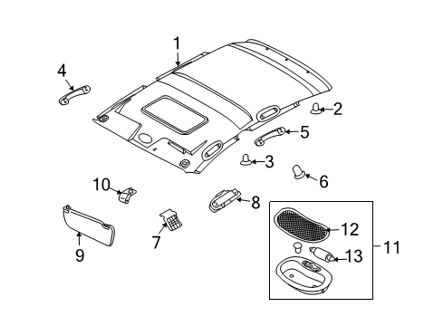 2008 Chevy Aveo Interior Trim - Roof Diagram