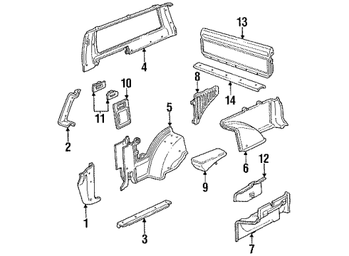1992 GMC Jimmy Tail Gate, Bottom Top Diagram for 15700752