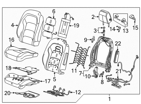 2022 Chevy Camaro Driver Seat Components Diagram