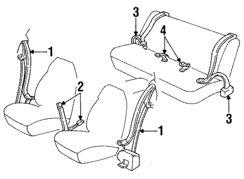 1994 Chevy Cavalier Buckle, Driver Side Diagram for 12509745