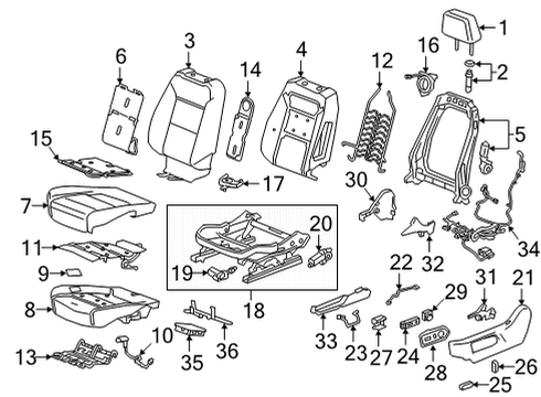 2021 Chevy Silverado 2500 HD Driver Seat Components Diagram