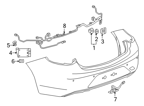 2020 Buick Regal Sportback Electrical Components - Rear Bumper Diagram 1 - Thumbnail