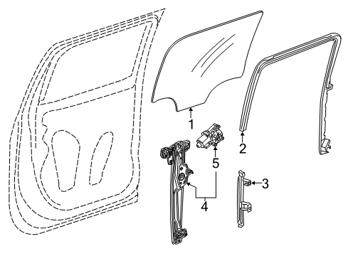 2015 Chevy Silverado 2500 HD Rear Door - Glass & Hardware Diagram 1 - Thumbnail