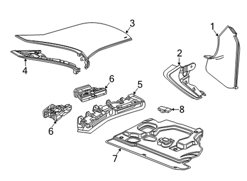 2021 Chevy Corvette Upper Pad, Gray; Yellow, Passenger Side Diagram for 84942917