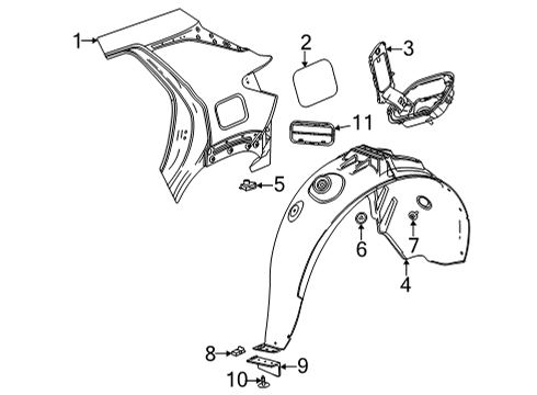 2024 Chevy Trailblazer Quarter Panel & Components Diagram