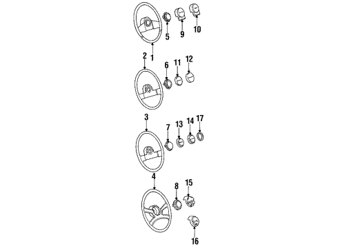 1991 GMC Syclone Steering Column, Steering Wheel Diagram