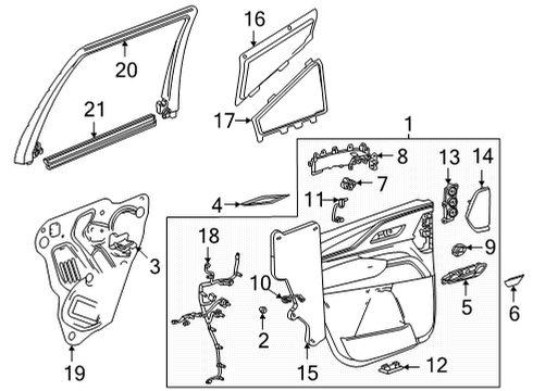 2022 Cadillac Escalade Interior Trim - Rear Door Diagram