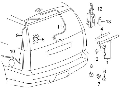 2008 GMC Yukon Wiper & Washer Components Diagram 2 - Thumbnail