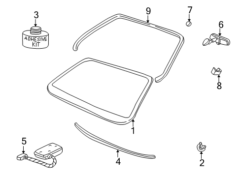 2005 Buick LeSabre Windshield Glass, Reveal Moldings Diagram