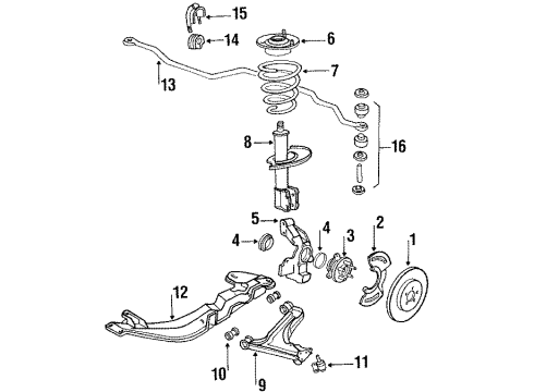 1987 Chevy Corsica Front Brake Components Diagram