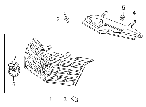 2014 Cadillac CTS Grille & Components Diagram 2 - Thumbnail