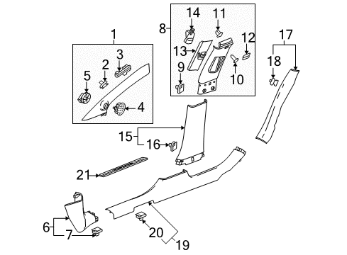 2012 Buick LaCrosse Interior Trim - Pillars, Rocker & Floor Diagram