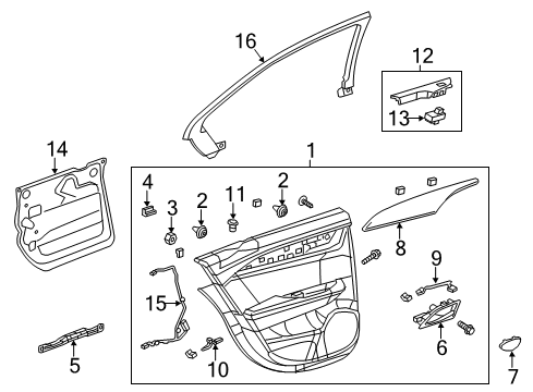 2016 Cadillac ATS Interior Trim - Rear Door Diagram
