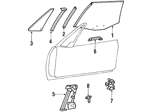 1987 Cadillac Allante Window Regulator, Front Diagram for 12374993