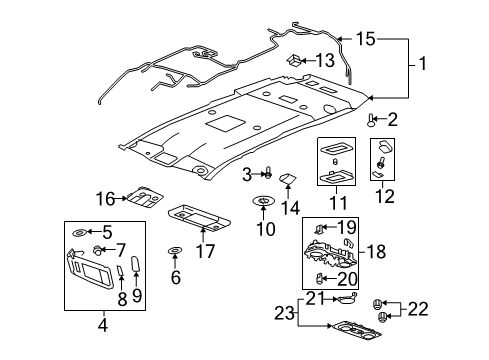 2009 Saturn Outlook Headliner, Titanium Diagram for 25904301