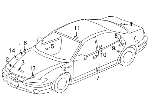 2005 Pontiac Grand Am Information Labels Diagram