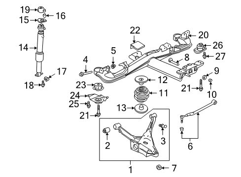 2003 Pontiac Bonneville Suspension Crossmember Insulator Diagram for 25602227