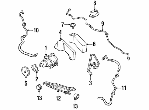 1994 Cadillac DeVille P/S Pump & Hoses, Steering Gear & Linkage Diagram 3 - Thumbnail
