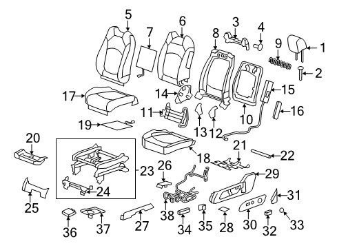 2017 Buick Enclave Driver Seat Components Diagram
