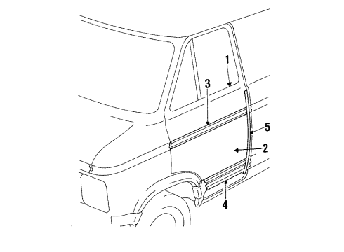 1993 Chevy G20 Front Door & Components, Exterior Trim Diagram