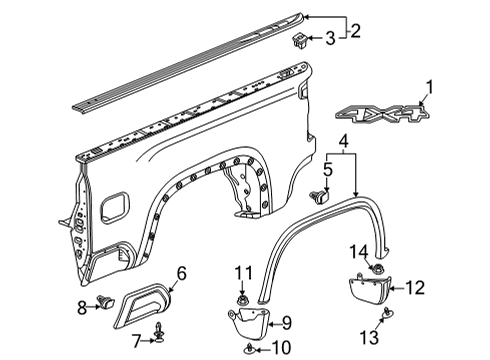 2021 Chevy Silverado 3500 HD Wheel Opening Molding, Rear Passenger Side Diagram for 84731929