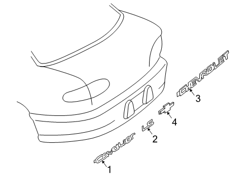 2005 Chevy Cavalier Exterior Trim - Trunk Lid Diagram