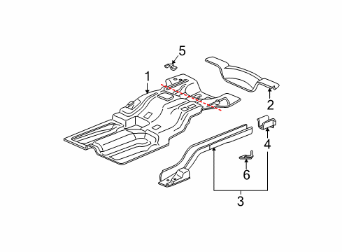2005 Buick Park Avenue Rear Floor & Rails Diagram
