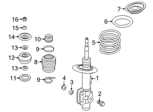 2009 Pontiac G8 Struts & Components - Front Diagram