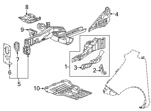 2015 Chevy Spark EV Structural Components & Rails Diagram
