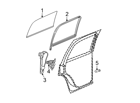 2006 Chevy Silverado 2500 HD Rear Door - Glass & Hardware Diagram