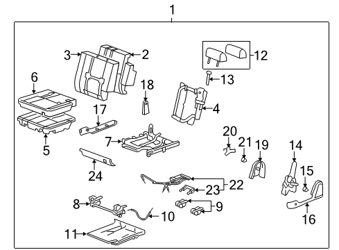 2008 GMC Yukon Rear Seat Components Diagram 6 - Thumbnail