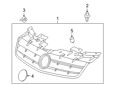 2006 Cadillac STS Grille & Components Diagram 1 - Thumbnail