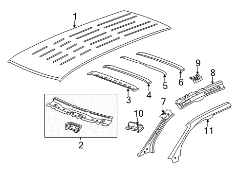 2012 GMC Acadia Roof & Components Diagram