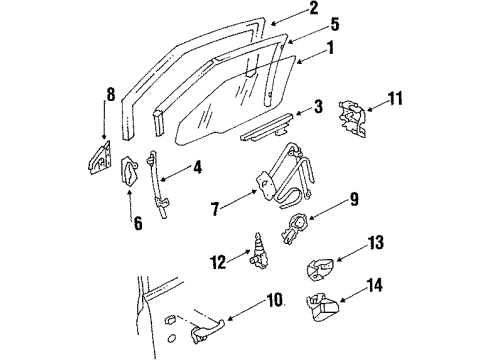 1987 Oldsmobile 98 Window Regulator, Front Passenger Side Diagram for 20733072