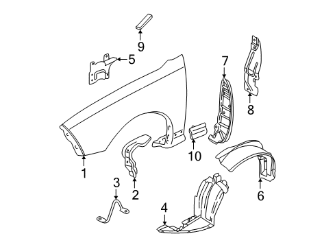 2004 Pontiac Sunfire Fender & Components, Exterior Trim Diagram