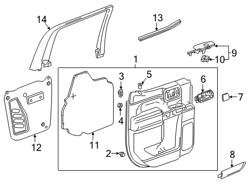 2023 Chevy Silverado 1500 Interior Trim - Rear Door Diagram