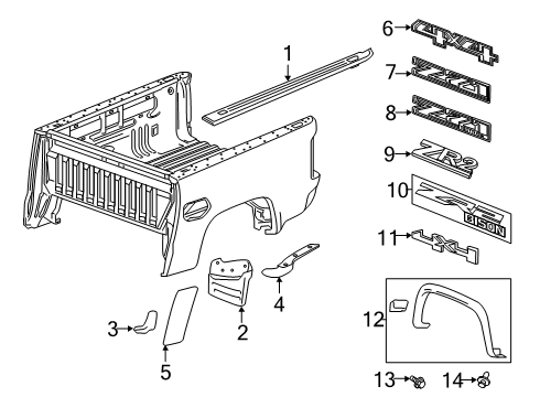 2020 Chevy Colorado Exterior Trim - Pick Up Box Diagram 1 - Thumbnail