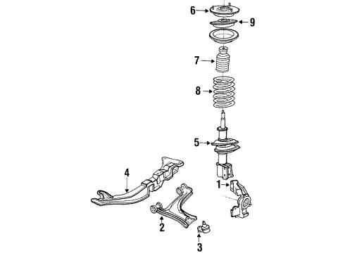 1994 Pontiac Sunbird Front Suspension, Control Arm, Stabilizer Bar Diagram 1 - Thumbnail