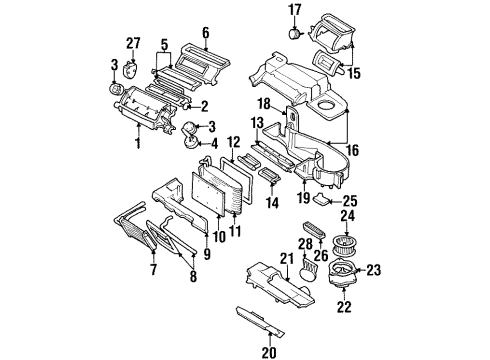 1998 Chevy Monte Carlo Evaporator & Heater Components, Blower Motor & Fan Diagram